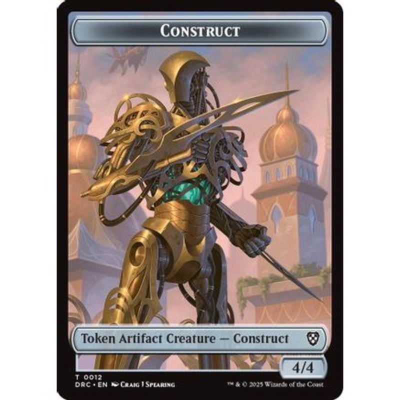 Construct // Golem (0013) Double-Sided Token (DRC-12 // 13) - Commander: Aetherdrift Foil
