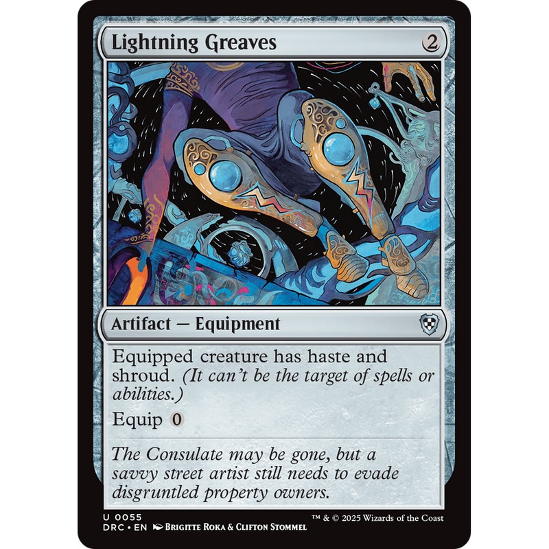 Lightning Greaves (DRC-055) - Commander: Aetherdrift Foil