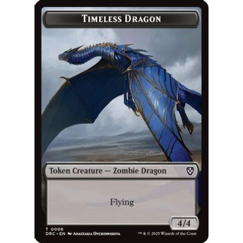 Timeless Dragon // Zombie (0003) Double-Sided Token (DRC-6 // 3) - Commander: Aetherdrift