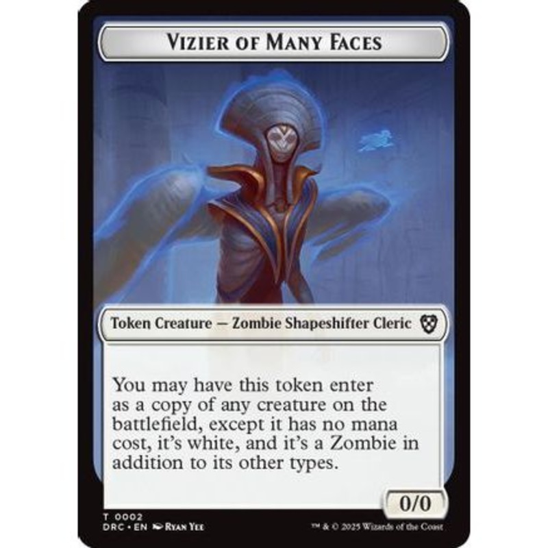 Vizier of Many Faces // Zombie (0003) Double-Sided Token (DRC-2 // 3) - Commander: Aetherdrift