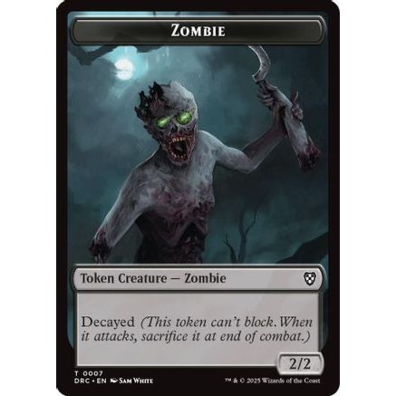 Zombie (0007) // Zombie (0003) Double-Sided Token (DRC-7 // 3) - Commander: Aetherdrift