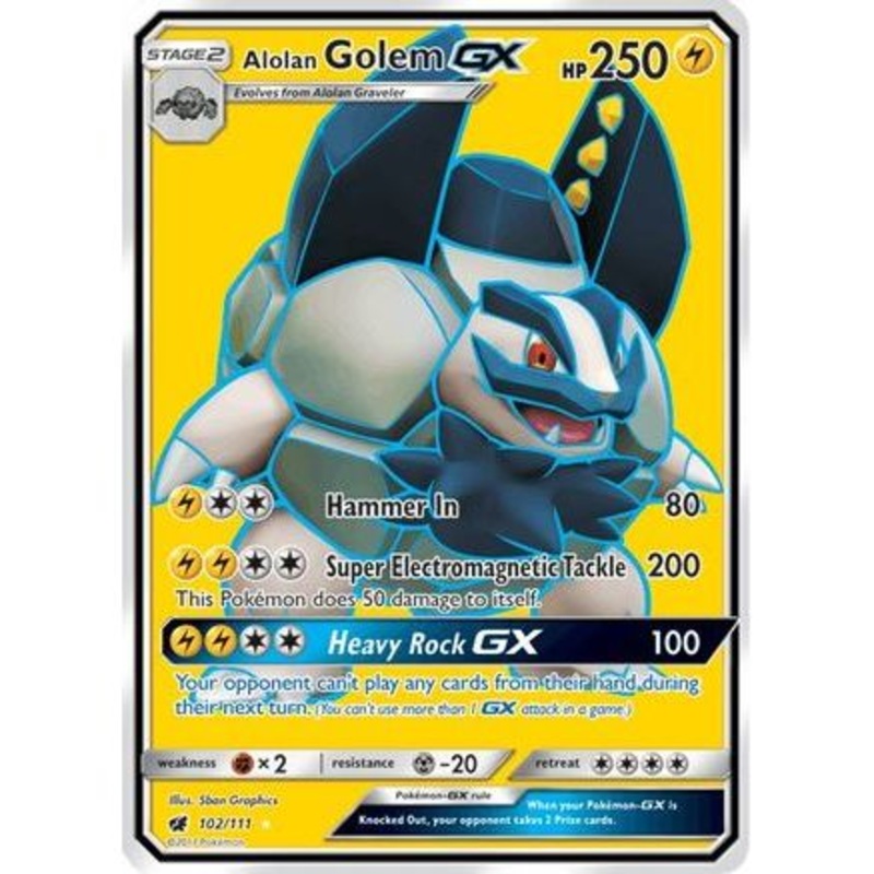 Alolan Golem GX (Full Art) 102/111 - SM  Crimson Invasion Holofoil