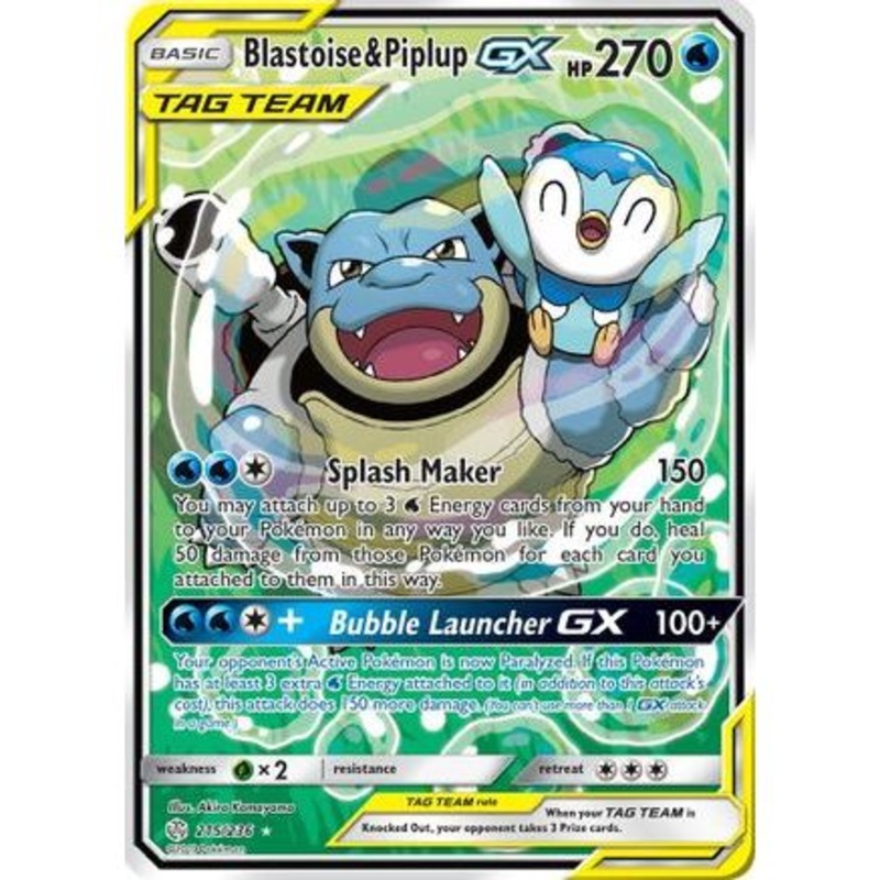 Blastoise & Piplup GX (Alternate Full Art) 215/236 - SM  Cosmic Eclipse Holofoil