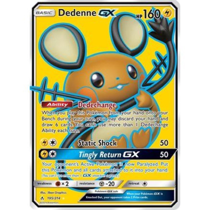 Dedenne GX (Full Art) 195/214 - SM  Unbroken Bonds Holofoil