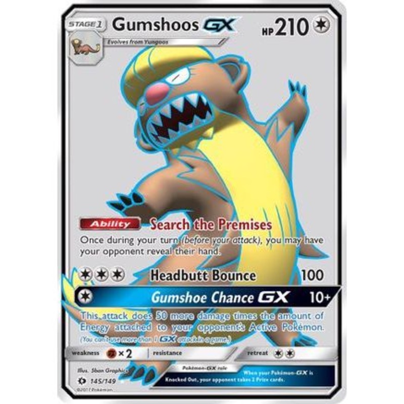 Gumshoos GX (Full Art) 145/149 - SM Base Set Holofoil