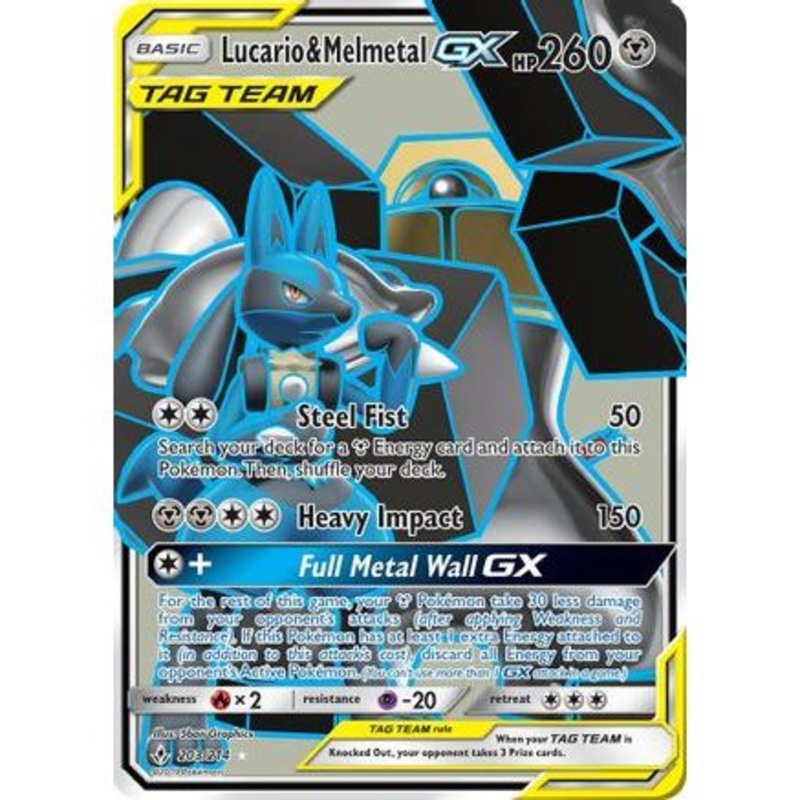 Lucario & Melmetal GX (Full Art) 203/214 - SM  Unbroken Bonds Holofoil