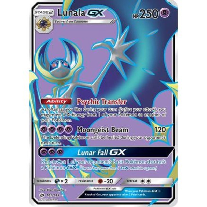 Lunala GX (Full Art) 141/149 - SM Base Set Holofoil