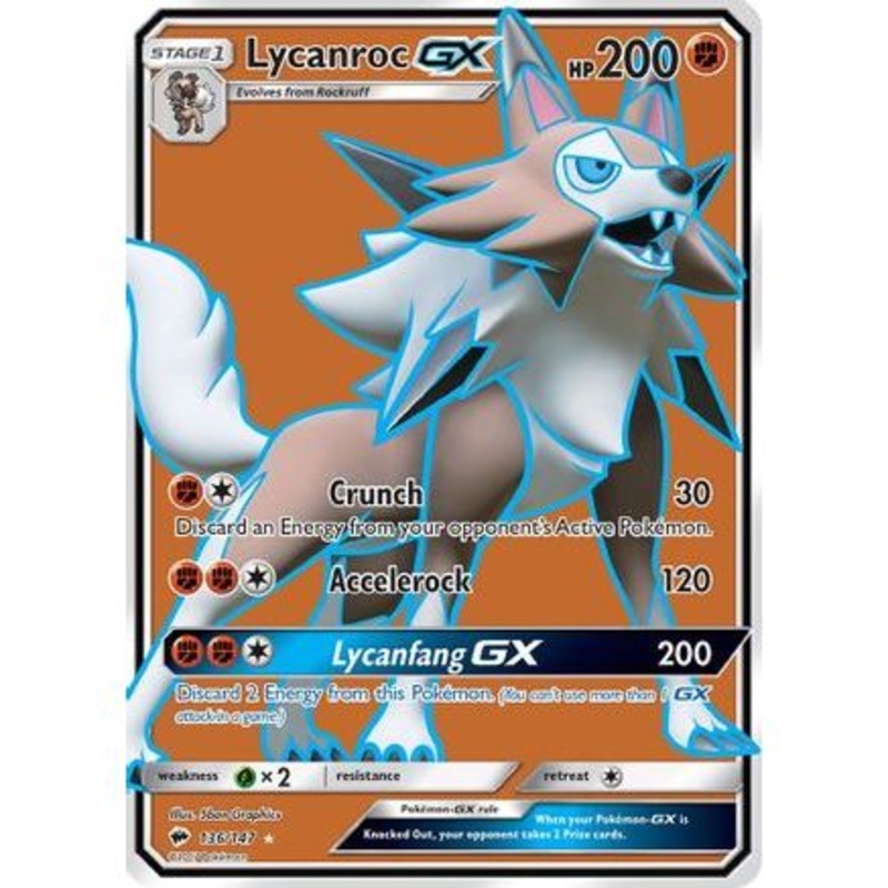 Lycanroc GX (Full Art) 136/147 - SM  Burning Shadows Holofoil