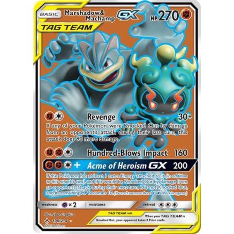 Marshadow & Machamp GX (198) (Full Art) 198/214 - SM  Unbroken Bonds Holofoil