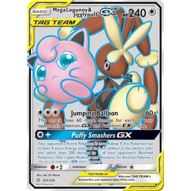 Mega Lopunny & Jigglypuff GX (Full Art) 225/236 - SM  Cosmic Eclipse Holofoil