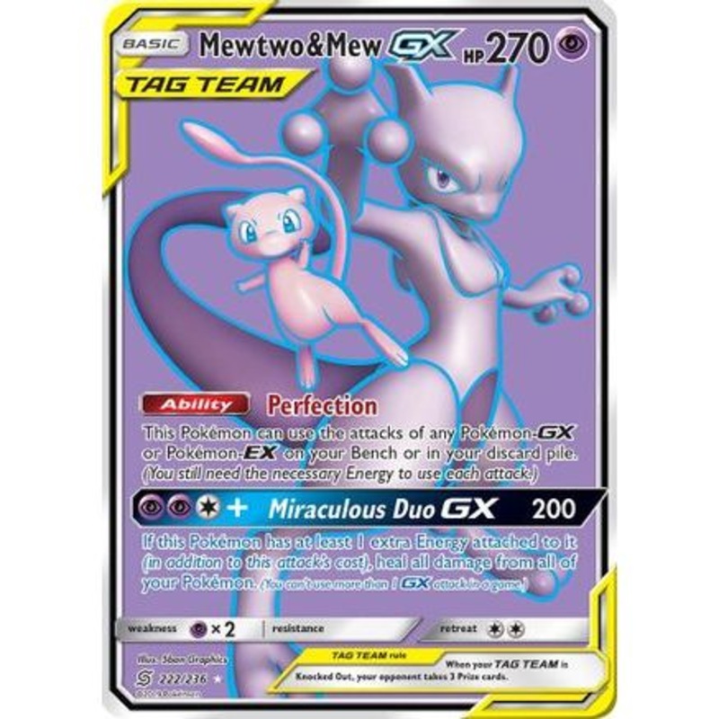 Mewtwo & Mew GX (Full Art) 222/236 - SM  Unified Minds Holofoil
