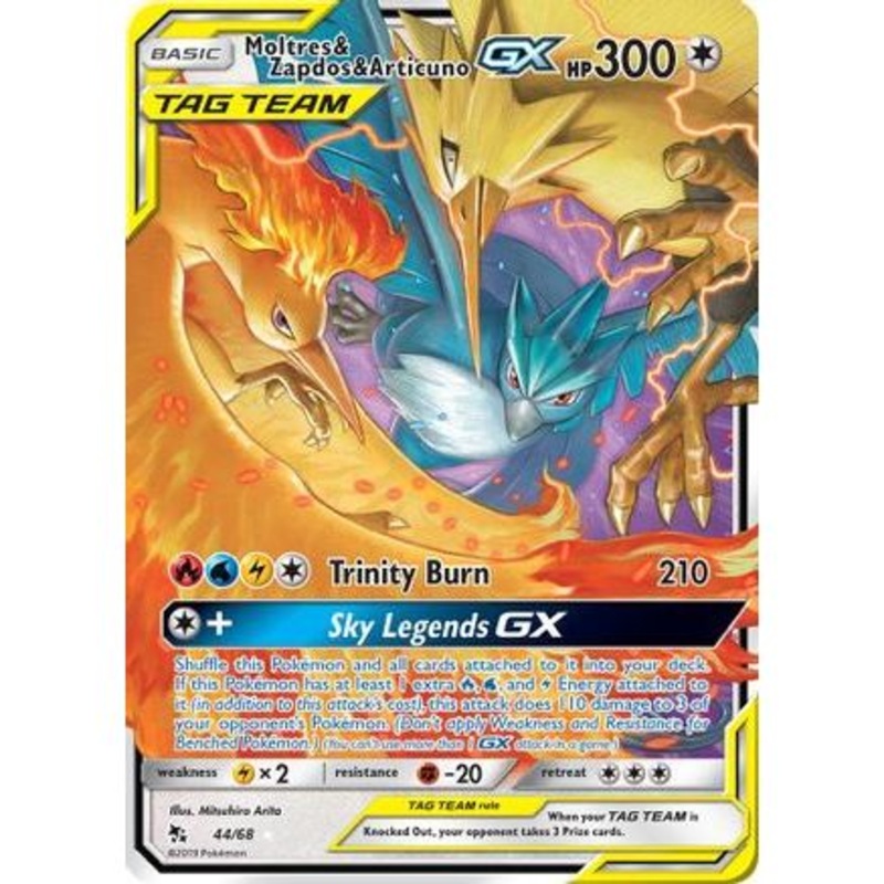 Moltres & Zapdos & Articuno GX 44/68 - Hidden Fates Holofoil