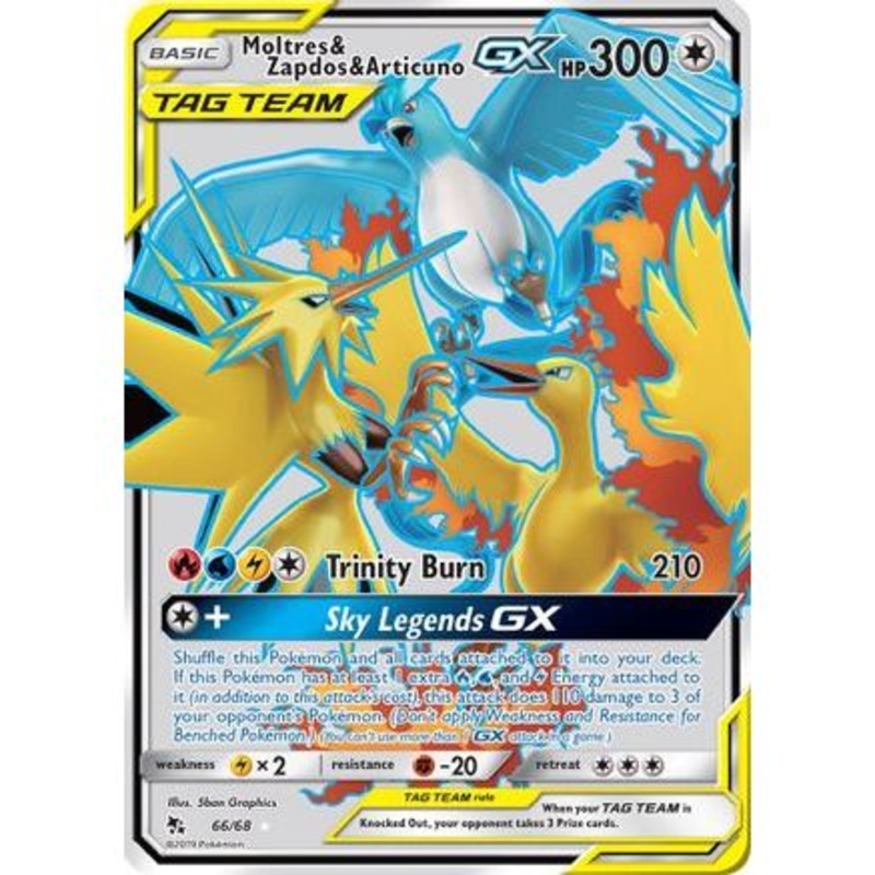 Moltres & Zapdos & Articuno GX (Full Art) 66/68 - Hidden Fates Holofoil