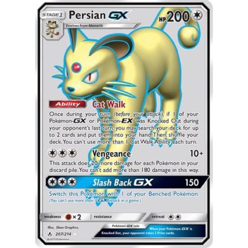 Persian GX (Full Art) 207/214 - SM  Unbroken Bonds Holofoil