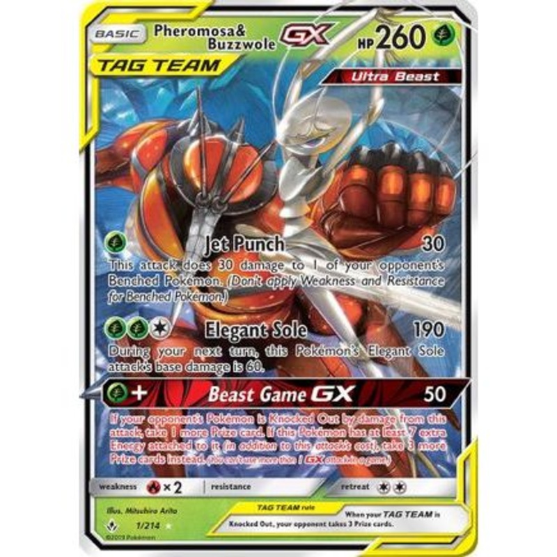 Pheromosa & Buzzwole GX 1/214 - SM  Unbroken Bonds Holofoil