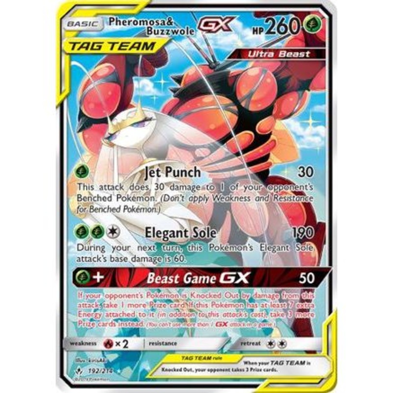 Pheromosa & Buzzwole GX (192) (Alternate Full Art) 192/214 - SM  Unbroken Bonds Holofoil