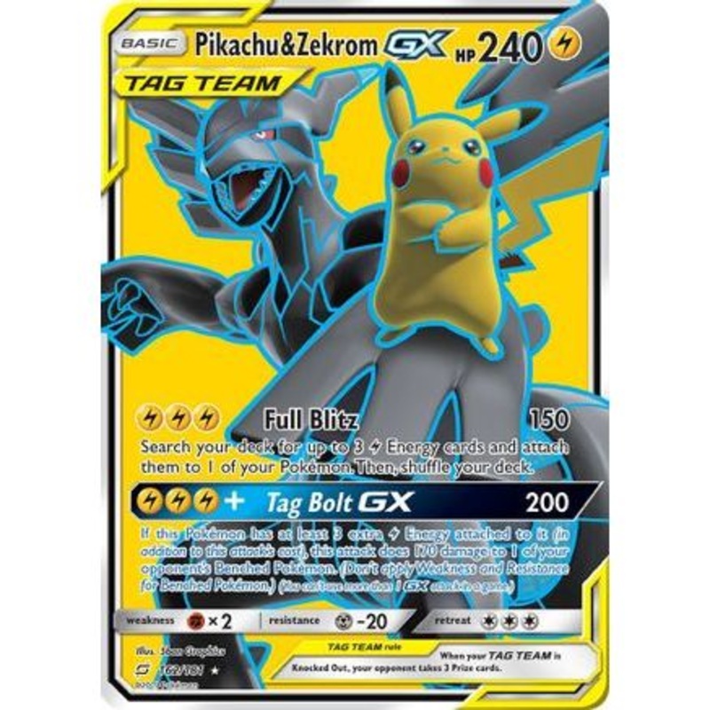 Pikachu & Zekrom GX (Full Art) 162/181 - SM  Team Up Holofoil
