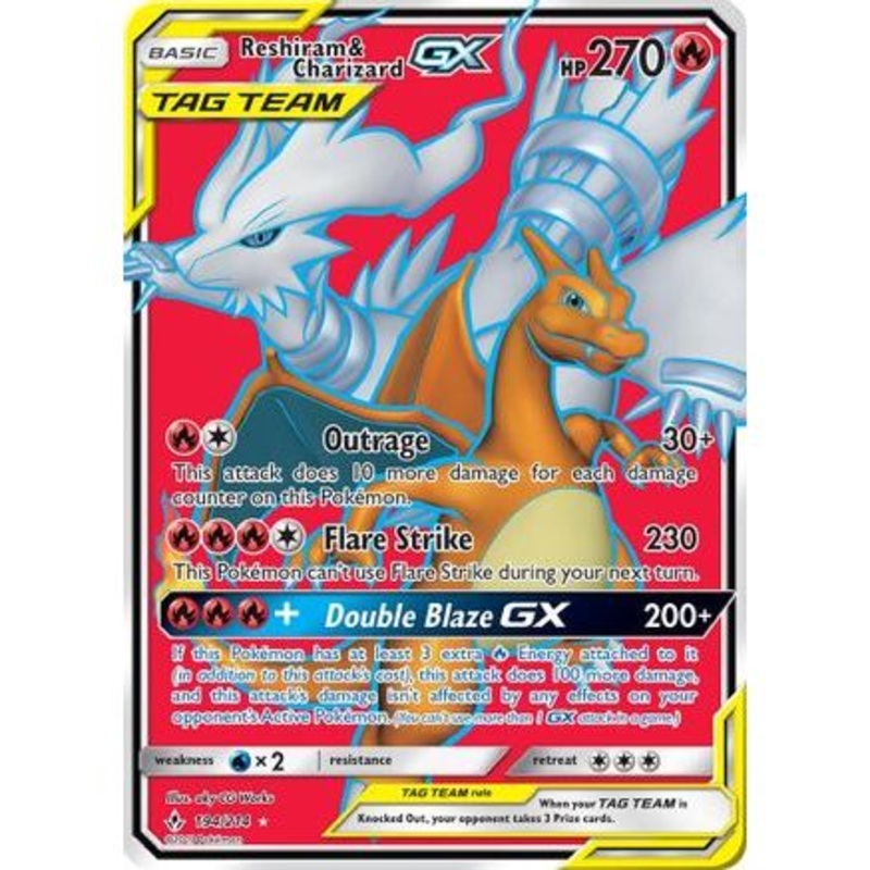 Reshiram & Charizard GX (Full Art) 194/214 - SM  Unbroken Bonds Holofoil