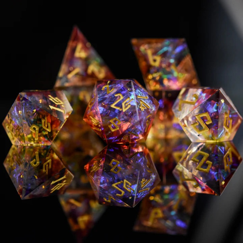 Misty Mountain - Ethereal Light Sharp-Edged - 7-set Resin Dice