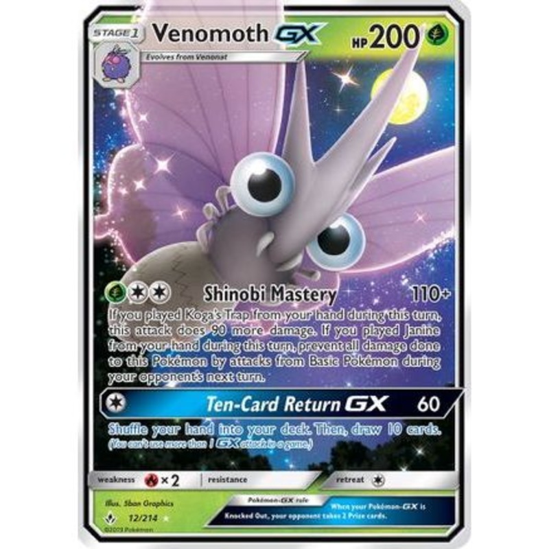 Venomoth GX 12/214 - SM  Unbroken Bonds Holofoil
