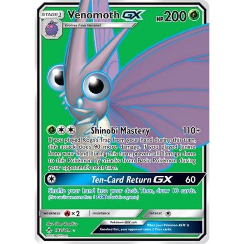 Venomoth GX (Full Art) 193/214 - SM  Unbroken Bonds Holofoil