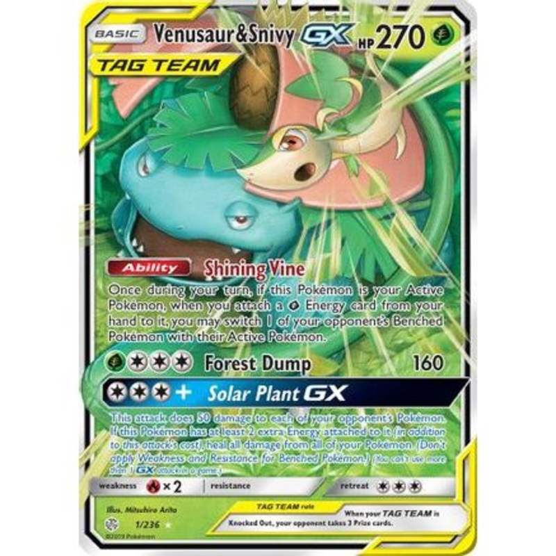 Venusaur & Snivy GX 1/236 - SM  Cosmic Eclipse Holofoil