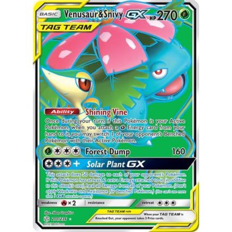 Venusaur & Snivy GX (Full Art) 210/236 - SM  Cosmic Eclipse Holofoil