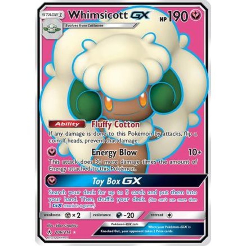 Whimsicott GX (Full Art) 206/214 - SM  Unbroken Bonds Holofoil