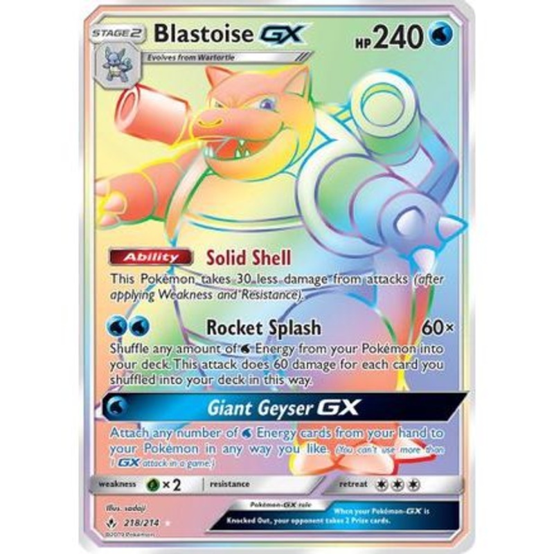 Blastoise GX (Secret) 218/214 - SM  Unbroken Bonds Holofoil
