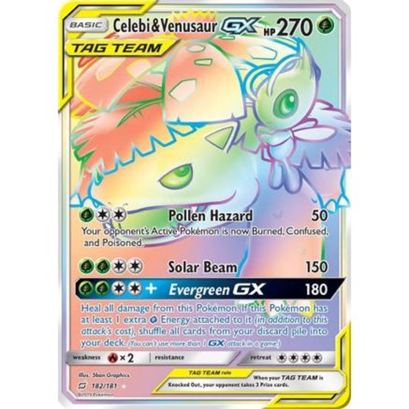 Celebi & Venusaur GX (Secret) 182/181 - SM  Team Up Holofoil