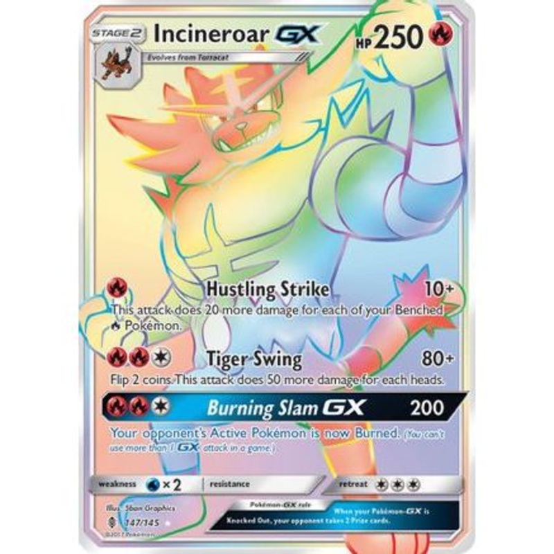 Incineroar GX (Secret) 147/145 - SM  Guardians Rising Holofoil