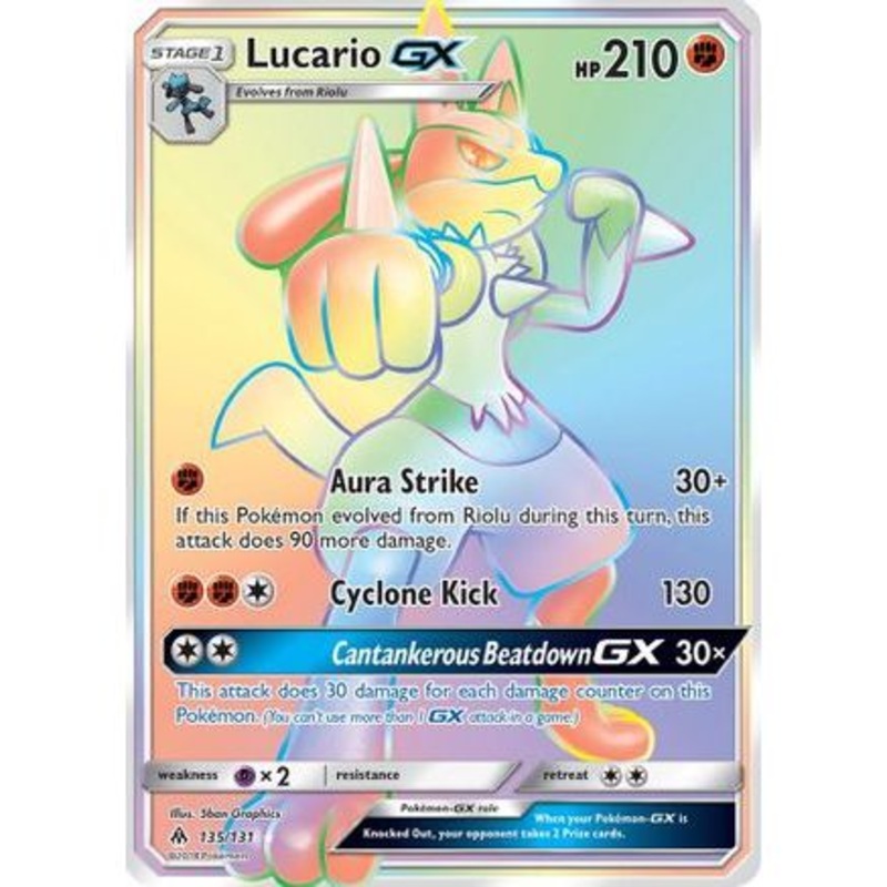 Lucario GX (Secret) 135/131 - SM  Forbidden Light Holofoil