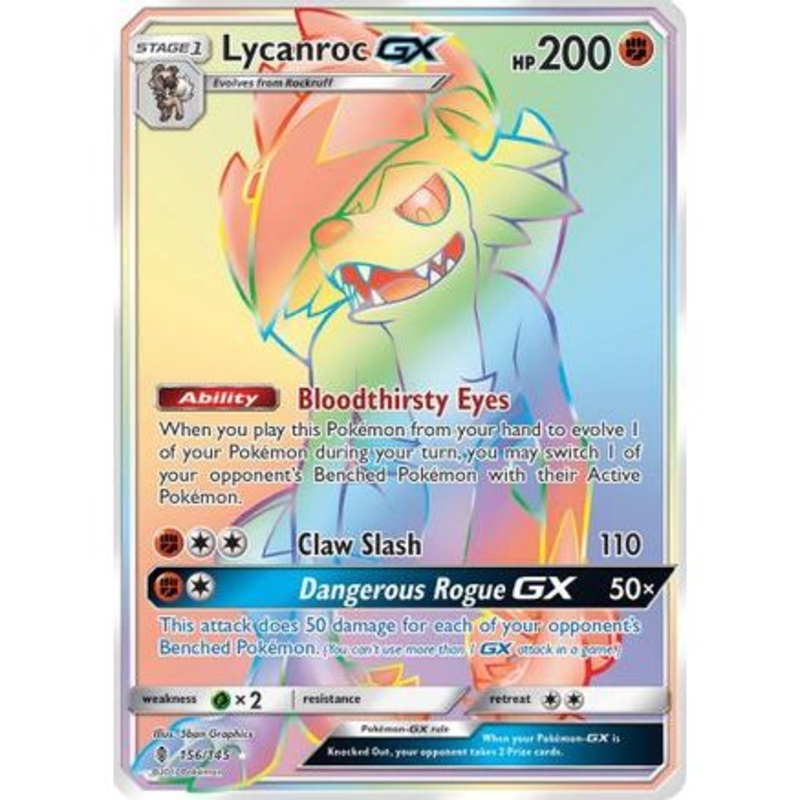 Lycanroc GX (Secret) 156/145 - SM  Guardians Rising Holofoil