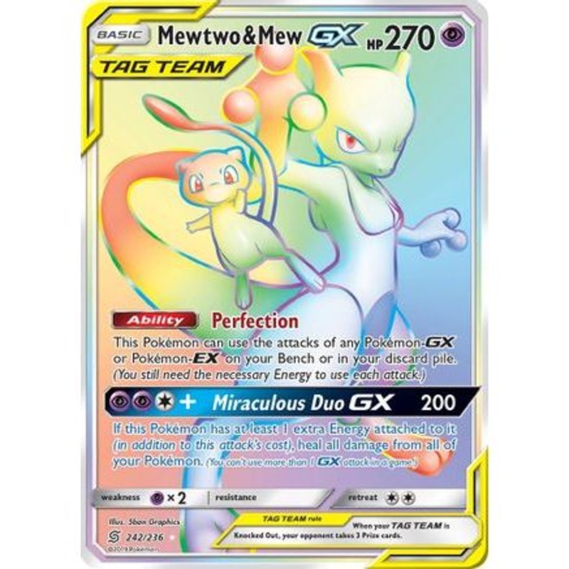 Mewtwo & Mew GX (Secret) 242/236 - SM  Unified Minds Holofoil