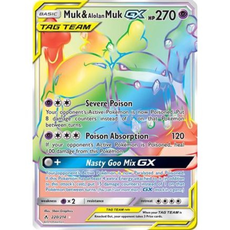 Muk & Alolan Muk GX (Secret) 220/214 - SM  Unbroken Bonds Holofoil