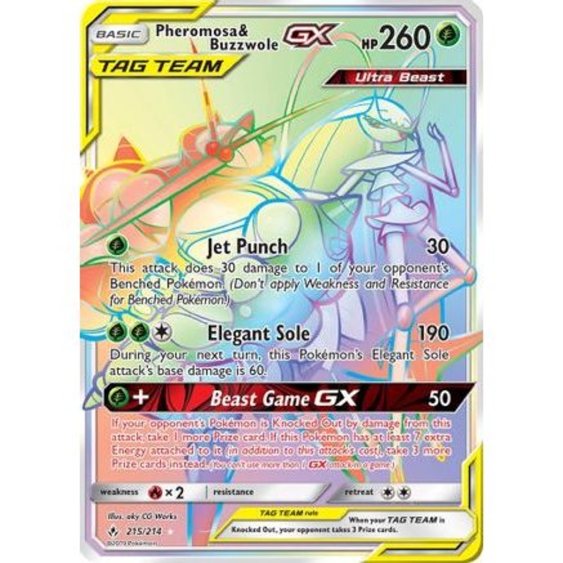 Pheromosa & Buzzwole GX (Secret) 215/214 - SM  Unbroken Bonds Holofoil