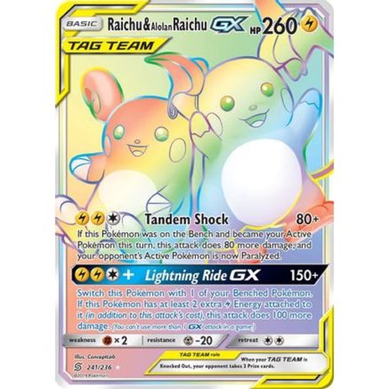 Raichu & Alolan Raichu GX (Secret) 241/236 - SM  Unified Minds Holofoil