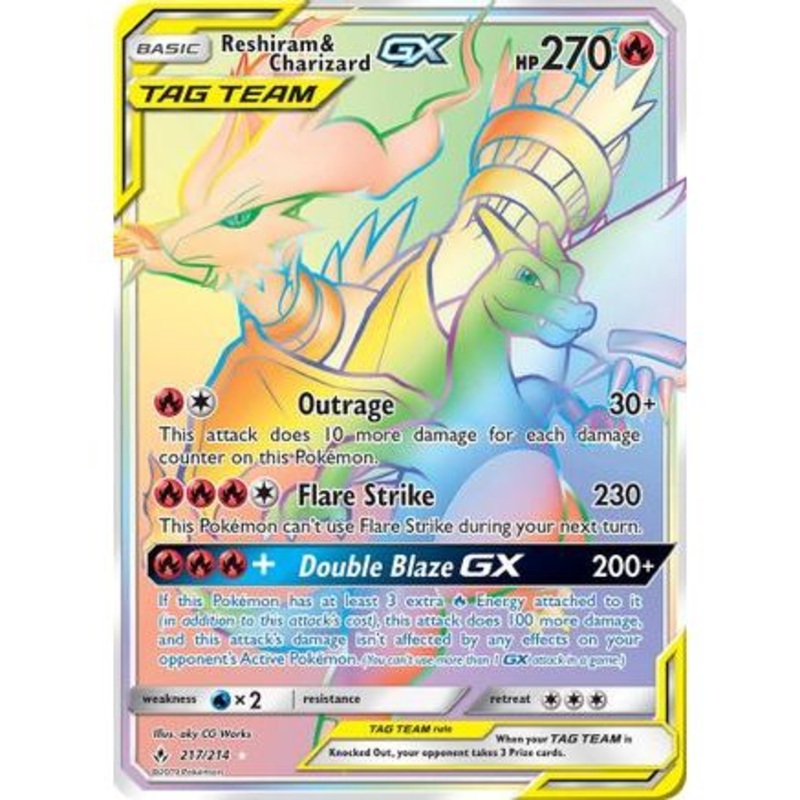 Reshiram & Charizard GX (Secret) 217/214 - SM  Unbroken Bonds Holofoil