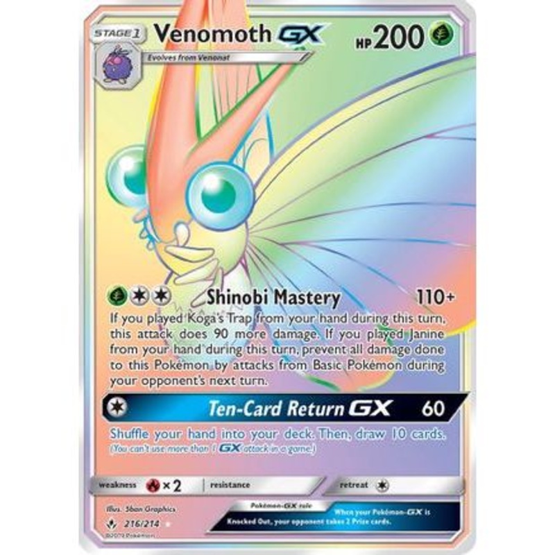 Venomoth GX (Secret) 216/214 - SM  Unbroken Bonds Holofoil