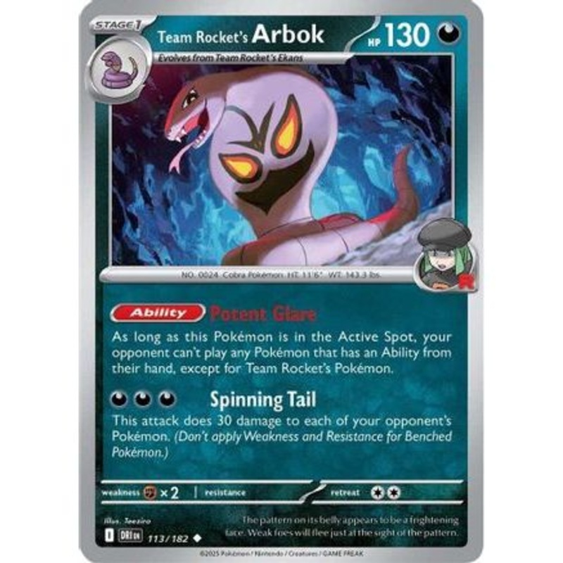 Team Rocket's Arbok 113 - SV10 Destined Rivals Reverse Holofoil