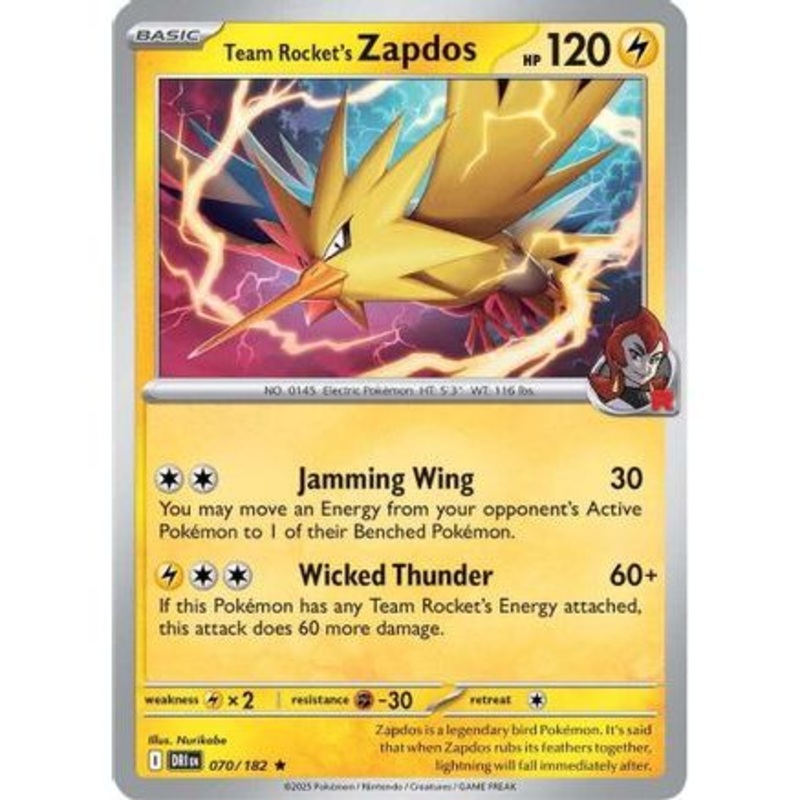 Team Rocket's Zapdos 70 - SV10 Destined Rivals Reverse Holofoil