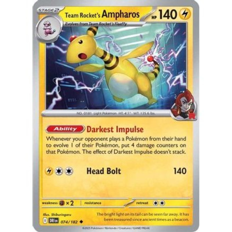 Team Rocket's Ampharos 74 - SV10 Destined Rivals Reverse Holofoil