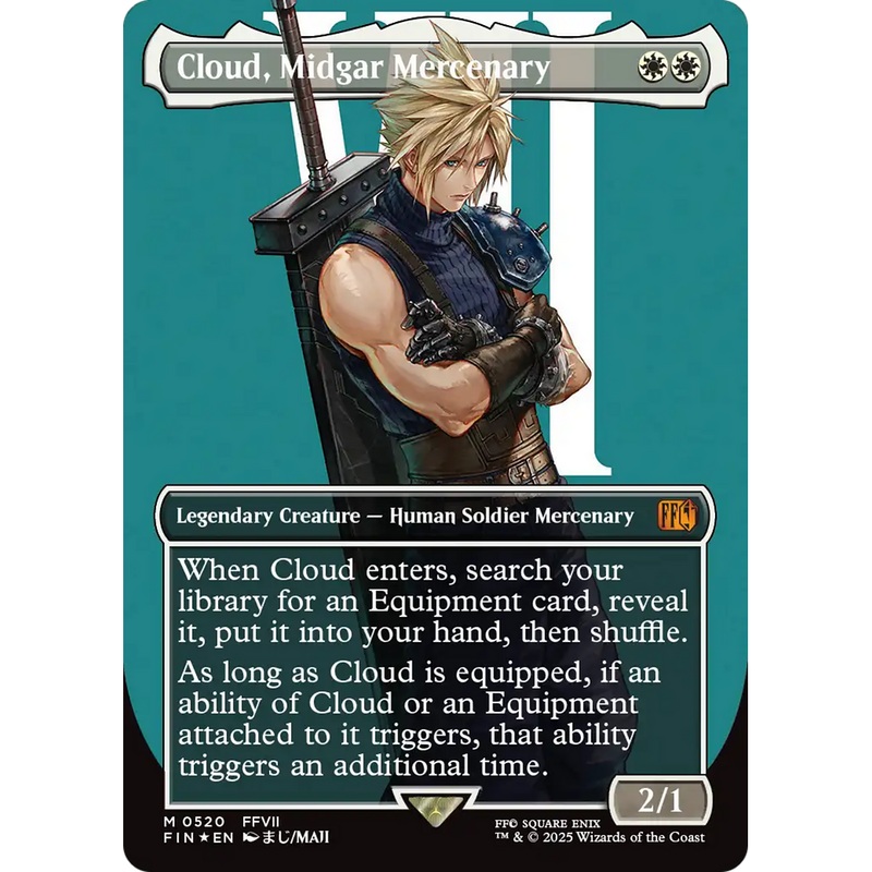 Cloud, Midgar Mercenary (Borderless) (Surge Foil) (FIN-520) - FINAL FANTASY (Borderless) Foil