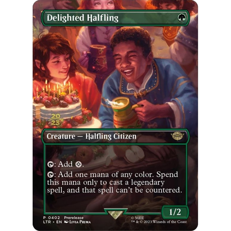 Delighted Halfling (PRE-402S) - Tales of Middle-earth Promos (Borderless) Foil