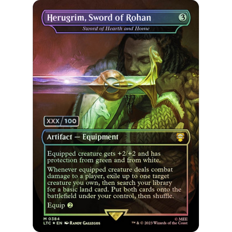 Sword of Hearth and Home (LTC-384Z) - Tales of Middle-earth Commander / Herugrim, Sword of Rohan (Borderless) Foil