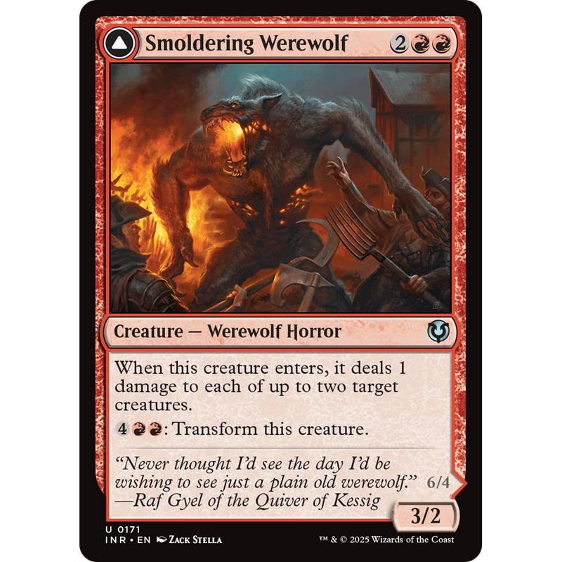 Smoldering Werewolf // Erupting Dreadwolf (INR-171) - Innistrad Remastered Foil