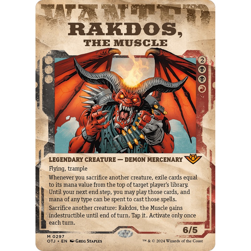Rakdos, the Muscle (OTJ-297) - Outlaws of Thunder Junction: (Showcase) (Borderless) Foil