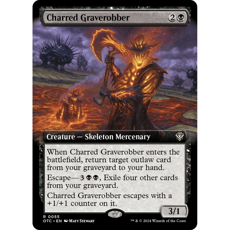 Charred Graverobber (OTC-055) - Outlaws of Thunder Junction Commander: (Extended Art)
