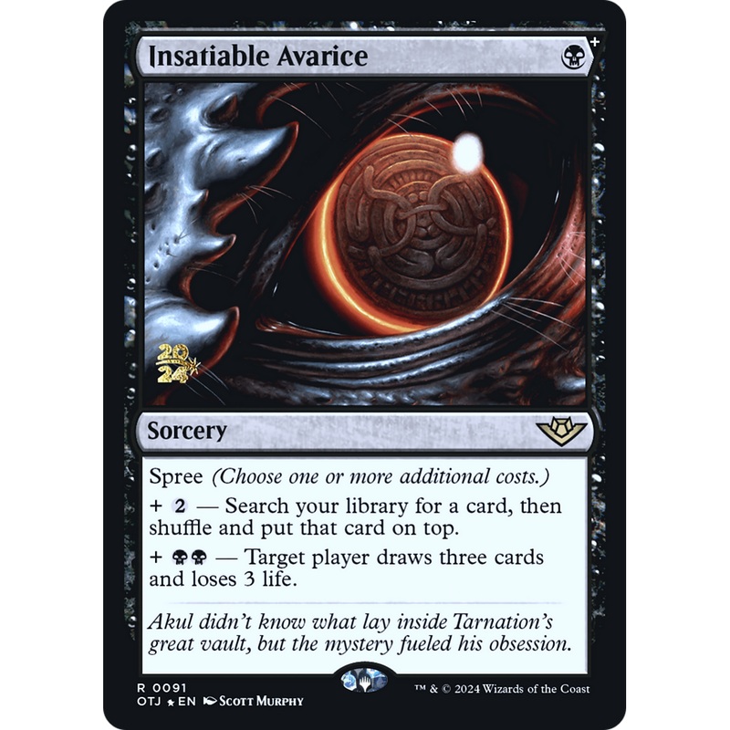 Insatiable Avarice (PRE-91S) - Outlaws of Thunder Junction Promos Foil