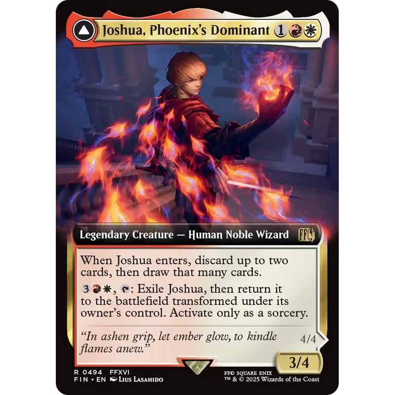 Joshua, Phoenix's Dominant // Phoenix, Warden of Fire (FIN-494) - FINAL FANTASY: (enchantment, Extended Art)